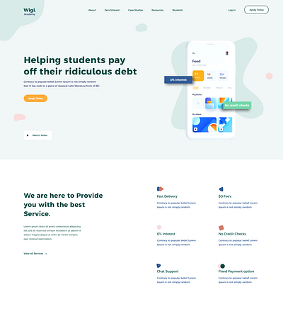 Wigi Financial Platform for students app design ui ux web