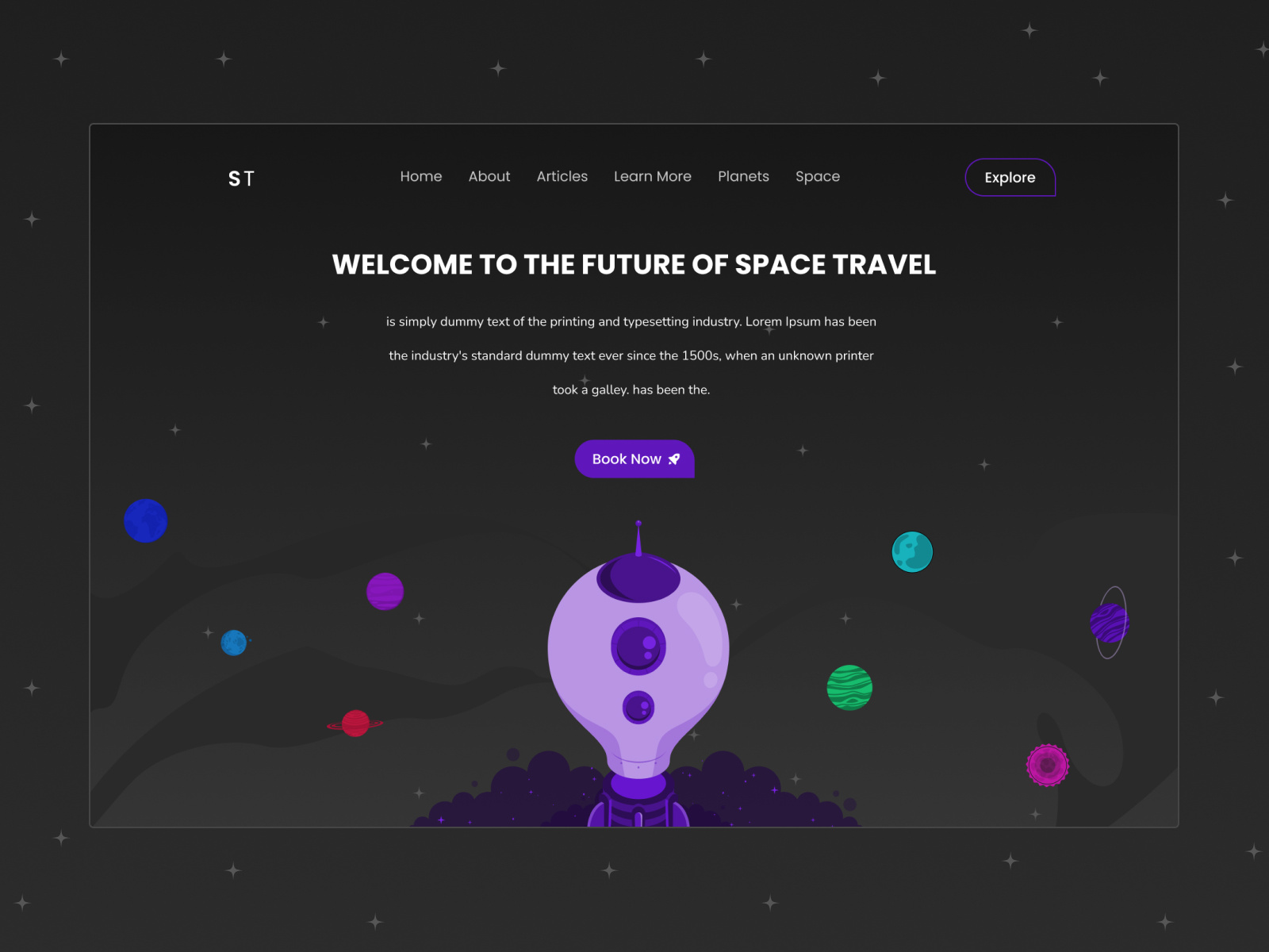 Website Landing Page Design : Space by Jacob Di Domenico on Dribbble