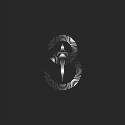 Letter B or 3 number design 3 number b letter b logo b monogram branding design design line art linear design linesart logo logo design metallic gradient minimal monogram monogram logo typography vector art