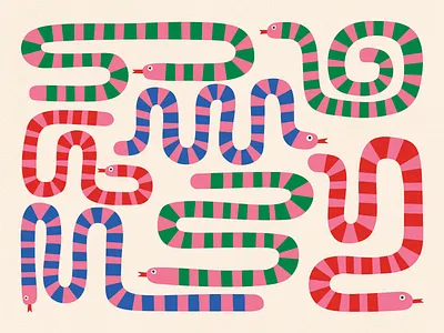 snakes aren't cute, stop trivializing snake safety bright flat illustration pattern pink procreate slither snakes vector