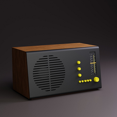 Vintage Rams Radio 3d dieterrams radio rams studiolight vintage woodtexture yellow