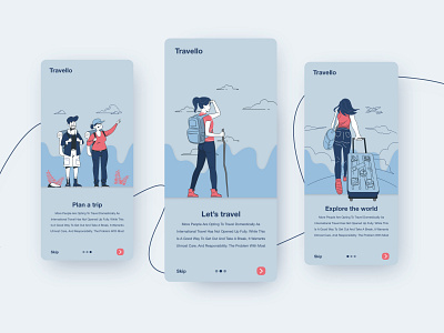 Travel onboarding app design illustration