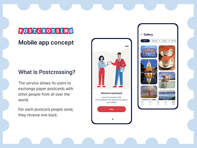 Postcrossing Mobile App Concept clean design mobile app ui ux vector