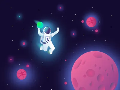 dribblenauta astronaut creativity creatopia design dribble glow illustration minimal vector