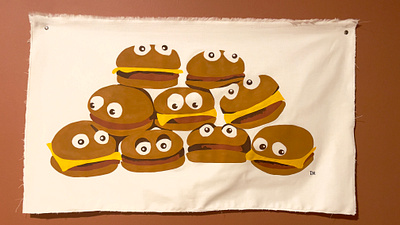 Burger Buds adobe illustrator camp flag cartoon commission design gouache illustration mcdonalds painting