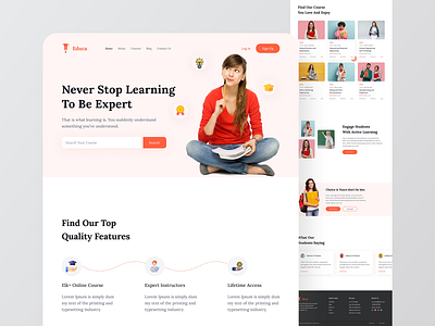Online Learning Website - UX/UI Design app ui class room course designer e learning education app education landing page education website online course popular shot product designer uiux virtual class web ui