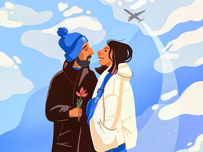 Love is here! adobe illustrator adobe photoshop couple digitalart drawing flat illustraion illustrator love procreate simple illustration sky vector