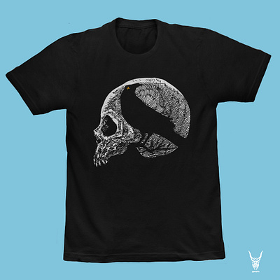 Available artwork band merch clothing design crow dark art dark artist dark illustration horror art horror artwork illustration line art merch design raven sebrodbrick skull skull art t shirt design