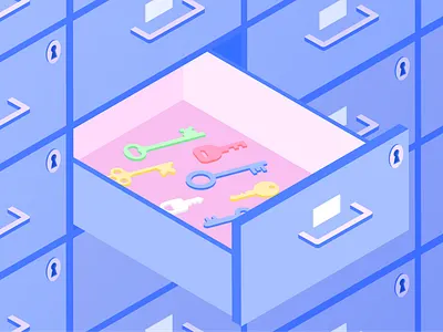 Secrets 🤫 design drawers editorial illustration keyhole keys secrets