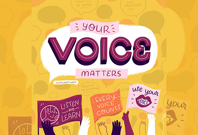 #OurPlanetWeek - Voice awareness awareness campaign climate crisis climate emergency digital illustration feminism flag design flag logo hand drawn hand lettering illustration illustration art illustrator lettering lettermark rise up typography use your voice vector voice