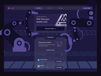 Unore Crypto Defi Insurance Platform 3d animation app blockchain branding crypto cryptocurrency dark mode dashboard design illustration insurance landing page logo minimal nft ui vector web3 website