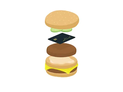 burger boost app burger cash debit food illustration illustrator visa