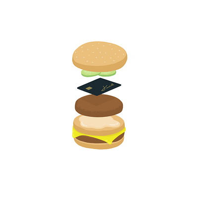 burger boost app burger cash debit food illustration illustrator visa