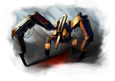 Generation Zero Harvester Robot digital painting digitalart gamerart generationzero genzero illustration marchofrobots marchofrobots2021 marchoftherobots mixed media robot scifiart sketch