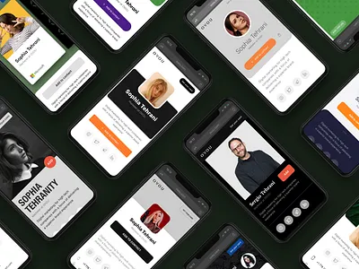 Different card designs. Screens for OVOU Smart Business Card add to contact black business card card design contacts minimal mobile design ovou profile card profile design profile page profile page design profiles share contact smart smart business card template uidesign web