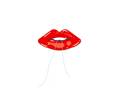 floss brush dentist doctor flat floss illustration lips medical sparkle teeth