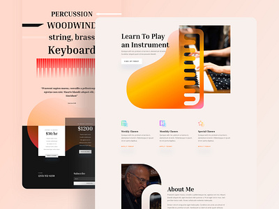 Music Teacher - Sneak Peek clean divi education gradient landing page lesson minimal music music app music art music instrument music player musician piano teacher template typography ui ux website