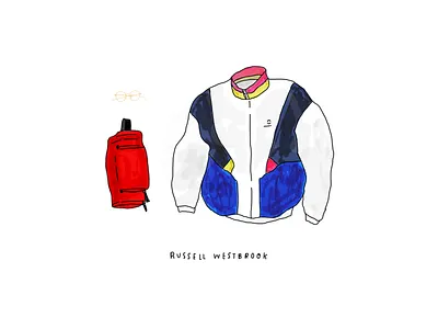 russell westbrook pregame outfit 2018-19 nba season basketball clothes glasses illustration jacket nba okc outfit russ russell westbrook