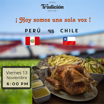 Peru vs Chile - Tradición Restaurant facebook post food illustrator informative post photoshop promo vector