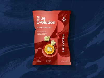 Blue Evolution - Popcorn Packaging - Concept 1 logo ocean packaging popcorn seaweed