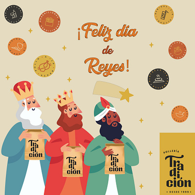 Día de Reyes - Tradición Restaurant brand packaging brand pattern facebook post illustrator informative post typhography vector