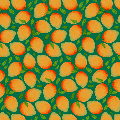 Mangos botanical digital illustration digital painting food fruit illustration mango mangos procreate repeat pattern summer surface design surface pattern