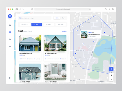 Estima - Real estate dashboard 🖼 agency agent building buy land card dashboard house interior map properties property property management real estate real estate agency real estate branding real estate website realestate realtor residence web app
