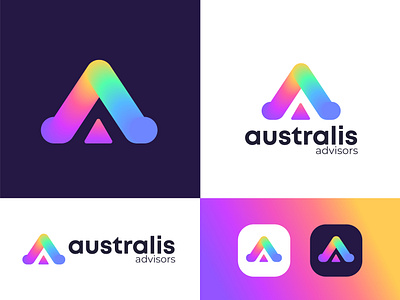 Modern trending colorful logo for australis a a b c d e f g h i j k l m n app app icon logo blending brand brand identity branding design fun gradient illustration letter line logo logotype minimal monogram o p q r s t u v w x y z typography