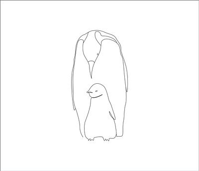Penguin and penguin baby one line art color line art continuous line continuous line art cute penguin flower line art graphic design illustrator design minimalist line art one line art one line drawing portrait art