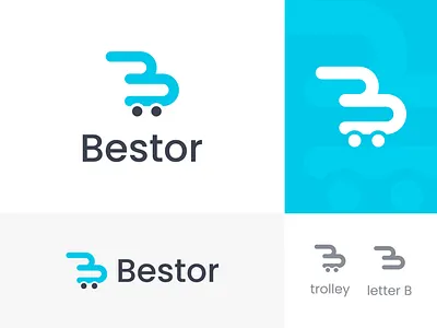 Bestor Logo Design brand identity branding brandmark cart concept creative design ecommerce flat hidden initial letterb logo online shop people shop shopping store symbol visual elements