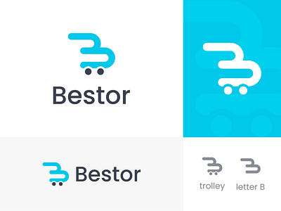 Bestor Logo Design brand identity branding brandmark cart concept creative design ecommerce flat hidden initial letterb logo online shop people shop shopping store symbol visual elements