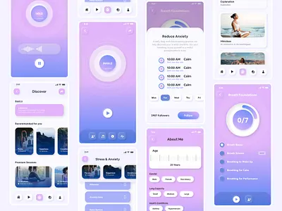 Neomorphism Breathing App animation design app app design branding conceptual design design exhale inhale neomorphism ui ux