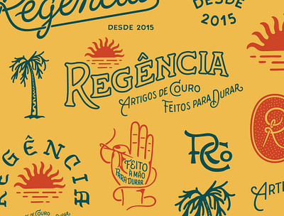 Brand system for Regência Co. brandsystem design illustration lettering lettering art logo monogram typography