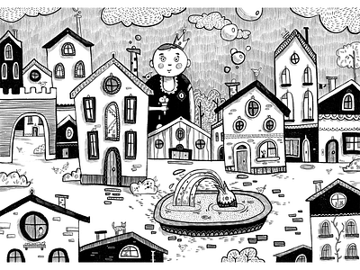 City 2d 2d art art blackandwhite character city city illustration digital flat flat illustration illustration monochrome procreate