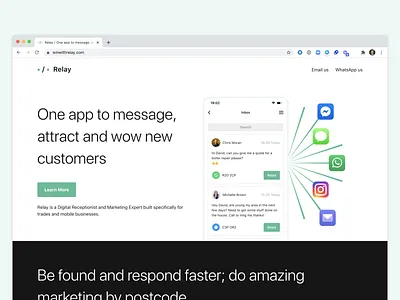 Relay — Website Shipped app clean customers design dublin inbox ios ireland local marketing message minimal mobile mvp social typography ui validate web