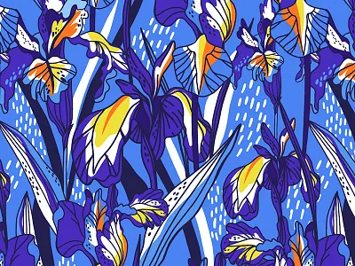 Iris pattern blue bright floral flower flowers graphics isris marushabelle pattern vector