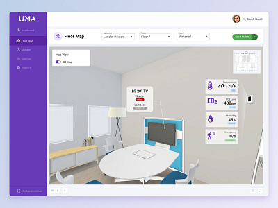 Smart Buildings - Device Management 3d figma office proptech real time tracking smart buildings ui workplace