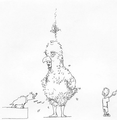 13 Chicken Cost pencil drawing