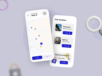 Unlocking app exploration app fun gate geofencing maps modern nearby storage storage unit unlock