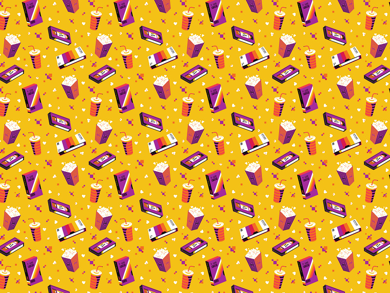 Plastic nostalgic 80s 90s aesthetic art cold drinks design flat illustration illustration movies nostalgic pattern pop corn retro tv vector vhs