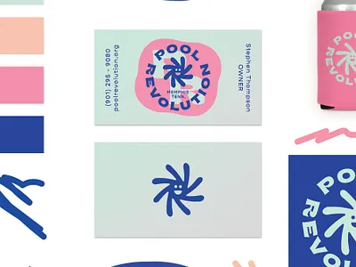 Pool Revolution biz card badge branding business card illustration logo