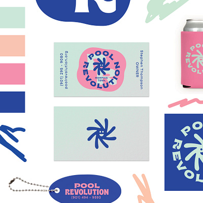 Pool Revolution biz card badge branding business card illustration logo