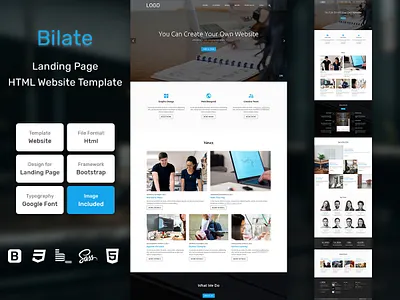 Bilate Landing Page HTML Web Template V1.0 bem blog business homepage html personal portfolio sass shop store web website