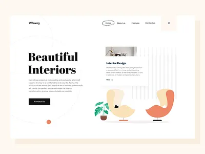 Wörwag interior design landing page interaction animation design furniture illustration interaction interaction animation interactions interactive landing landing page landing page design motion page design ui ux web web design webdesign website website design