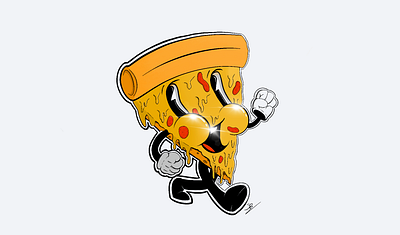 Happy pizza guy 30s art cartoon cartoon character cartoon illustration design illustration ipadpro painting pizza procreate