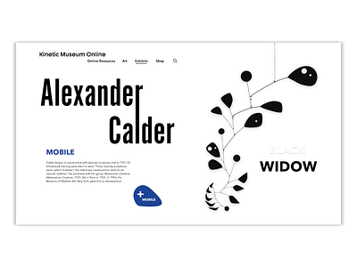 Kinetic Museum Hero Page alexander calder art art direction branding conceptual design hero page illustration museum museum of art ui ux