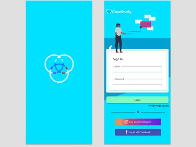 Case Study Splash Page And Login app design flat minimal ui ux web