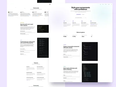 Stitches Website clean homepage icons landing responsive ui web design