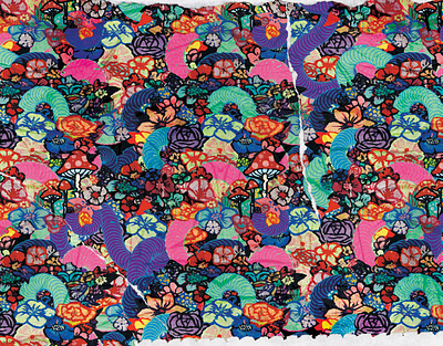 Living Thing Pattern artist collage flowers pattern worms