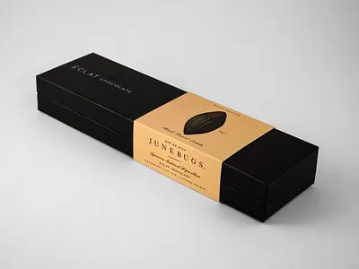 June Bug 2 belly band chocolate embossed illustration packaging typography